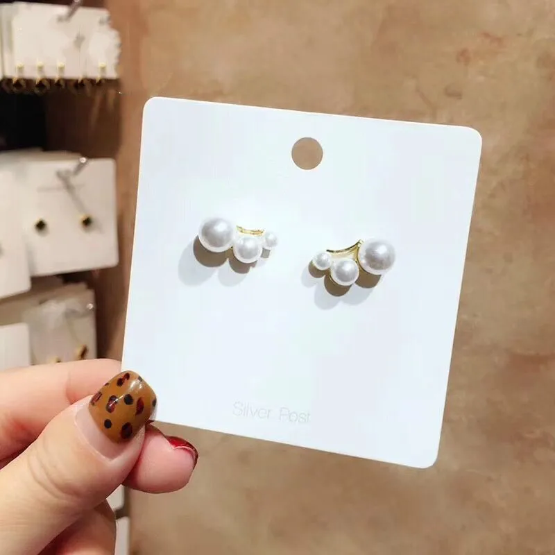 

Simple Style Three Delicate Imitation Pearl Curved Stud Earring Female 2019 Fashion Jewelry Korean Earrings Girls Gift