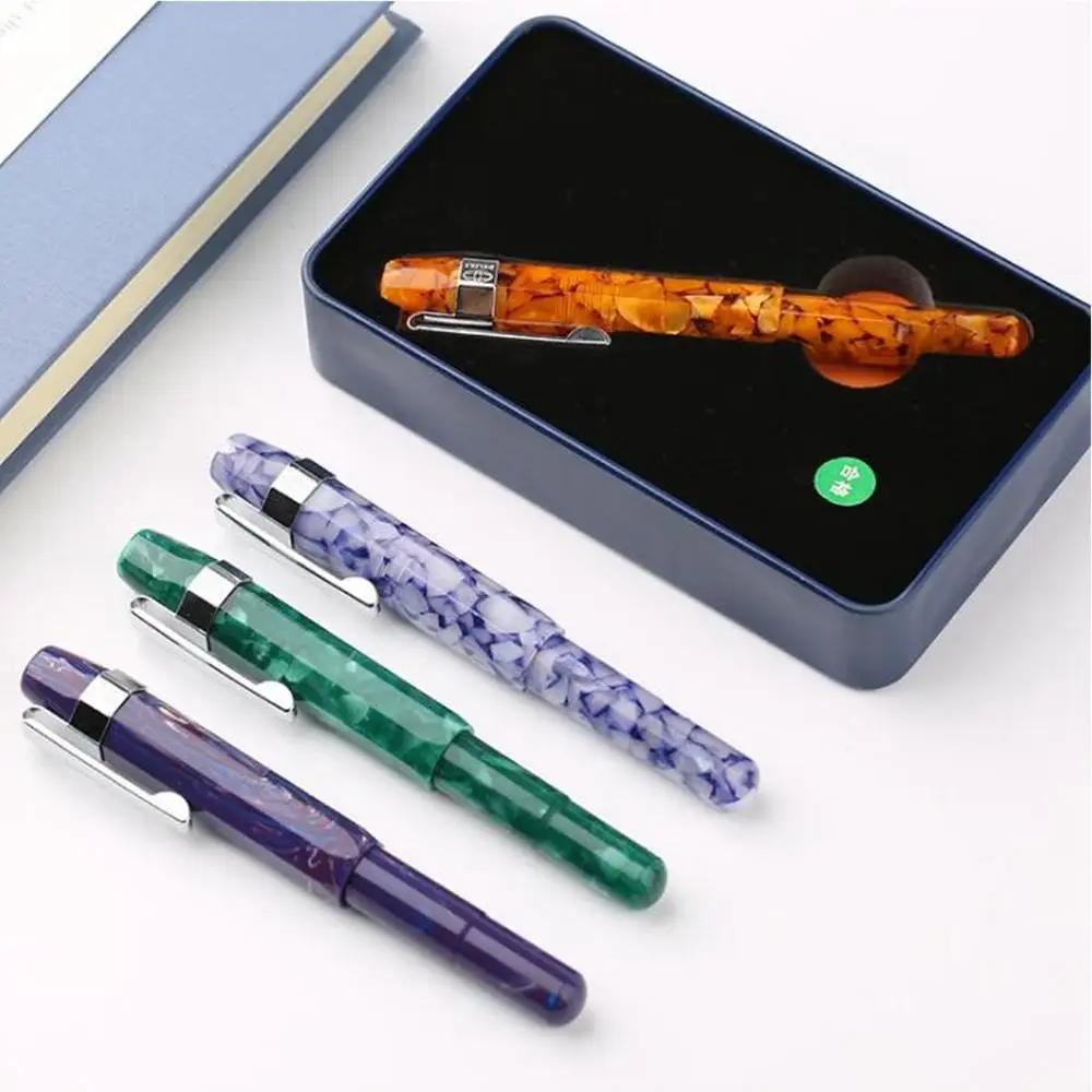 

Resin Fountain Pen 0.38mm Fine Iraurita Nib Version Calligraphy Writing Pen with Box 4 Colors Writing Accessories Office School
