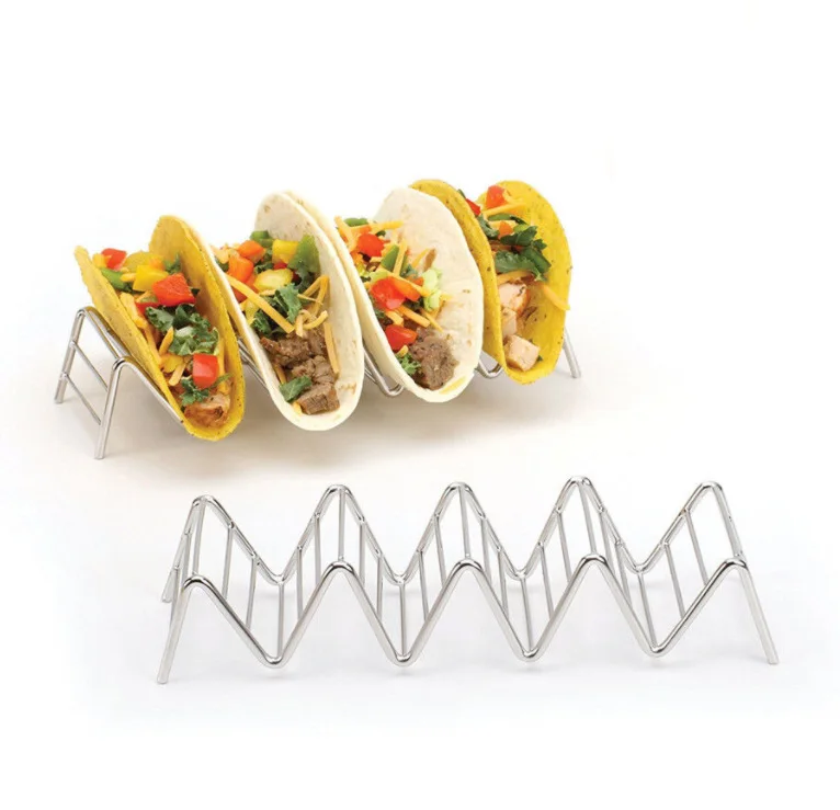 Держатель Taco из нержавеющей стали, подставка для пирога Taco, мексиканская стойка для еды, раковины, волнистая форма, кухонная стойка для еды, держатели Тако