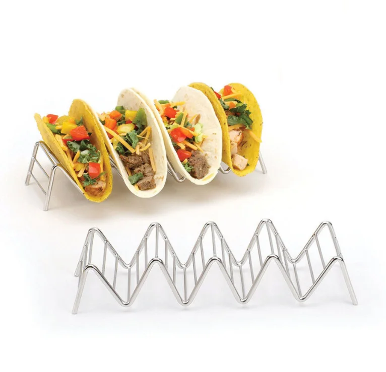 

Taco Holder Stainless Steel Taco Pie Stand Mexican Food Rack Shells Wave Shape Kitchen Food Rack Shell Taco Holders