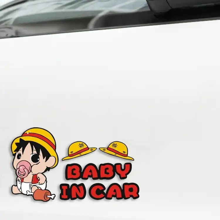 ワンピースルフィ車のステッカー Baby In Car 警告漫画ステッカー車の中で子供アクセサリー装飾赤ちゃんのボトル Car Stickers Aliexpress