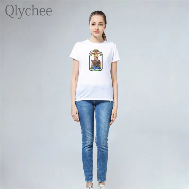 Женская футболка с надписью Qlychee Harajuku Devil белая Повседневная коротким рукавом и
