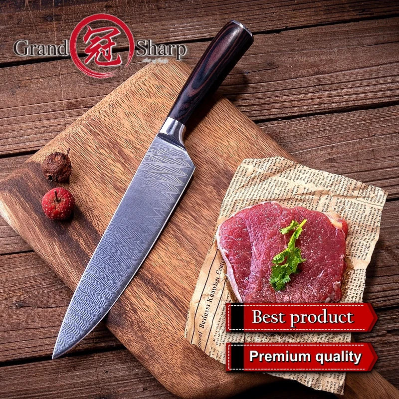 

Grandsharp Kitchen Knife Stainless Steel Chef Knives Meat Vegetable Fish Cooking Tools Kitchen Accessories Color Wood Handle NEW