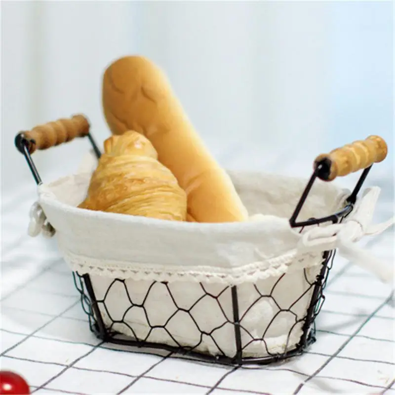 

Iron Art Wire Sundries Storage Basket Desktop Grocery Organizer Small Fruit Bowl Portable Mini Basket