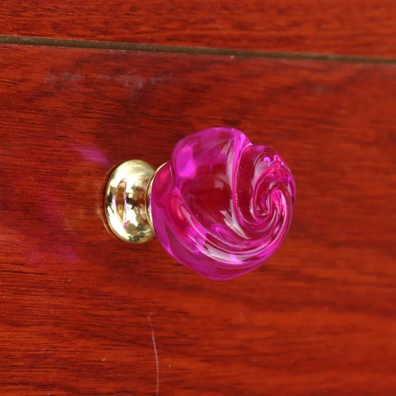 ارتفع الزجاج المقابض الأرجواني زجاج وردي ساعة كريستال منضدة تليفزيون خزانة التأثيرات المقابض الفضة الذهب مضمد المطبخ مجلس الوزراء مقابض با...