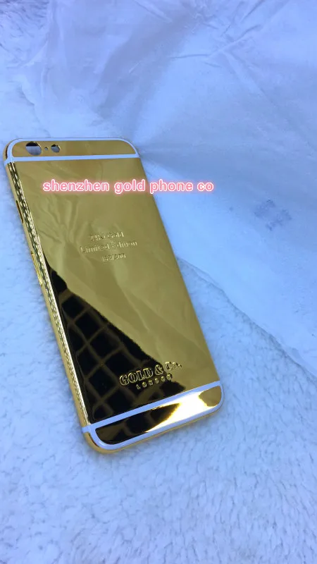 

2019 Middle Frame Rear Door Housing for iphone 6/6s plus 24k real Gold plated Chassis Back housing with Logo Card Tray+Buttons