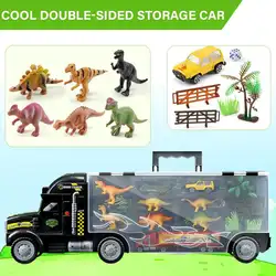 Мягкие пластмассовый игрушечный динозавр модель грузовика-контейнеровоза комплект сплава автомобиля с рисунками игрушка мальчика