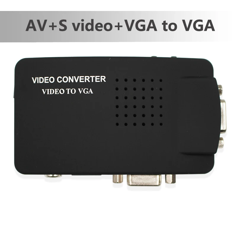 AV к VGA композитный видео ТВ RCA S-Video AV в ПК VGA lcd Out конвертер адаптер для монитора ноутбука черный Бесплатная доставка