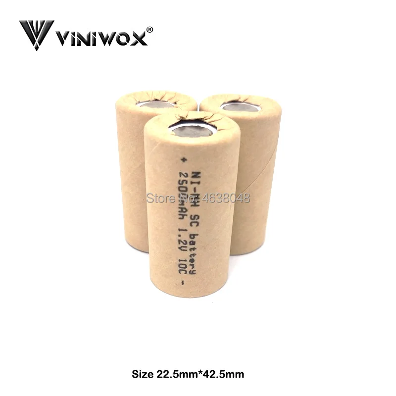 

1.2V SC 2500mAh Rechargeable Battery Subc Ni-MH Cells DIY to 7.2V 9.6V 12V 3.6V 6V 4.8V Power Tool Electrical Batteries Packs