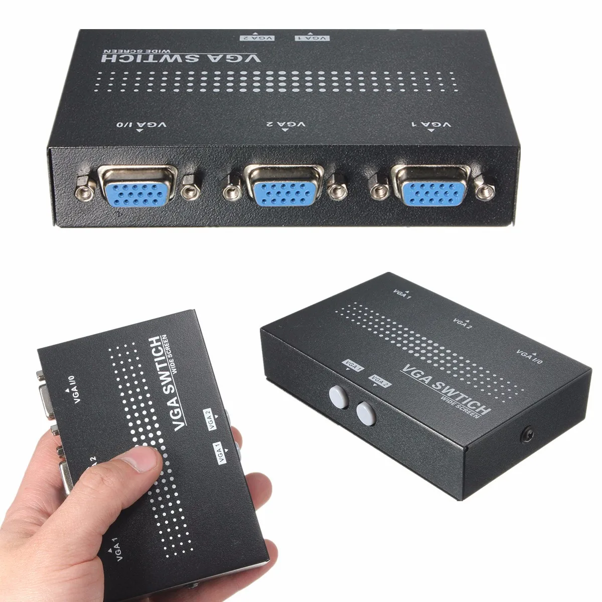  Original Universal 2 Port Hub USB 2.0 KVM SVGA VGA Switch Box Monitor Adapter Connects Printer Inte