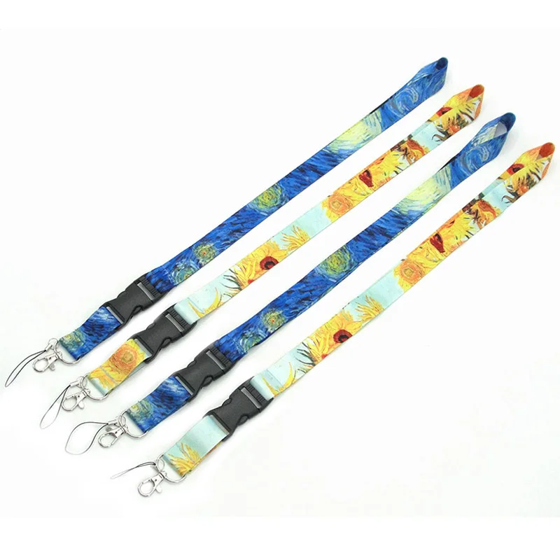 

Graceful Key Chain Cartoon Neck Key Strap for Phone Keys ID Card Women 1PC Chain Necklaces Van Gogh painting art Lanyard Long