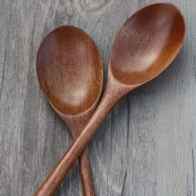 Wooden Spoon, 6 Pieces Wood Soup Spoons for Eating Mixing Stirring Cooking, Long Handle Spoon with Japanese Style Kitchen Utensi 6