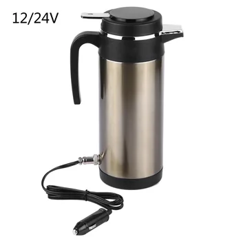 

12V/24V Electric Kettle Stainless Steel Electric In car Kettle Travel Thermoses Heating Water Bottle Coffee Tea Heated Mug Tool