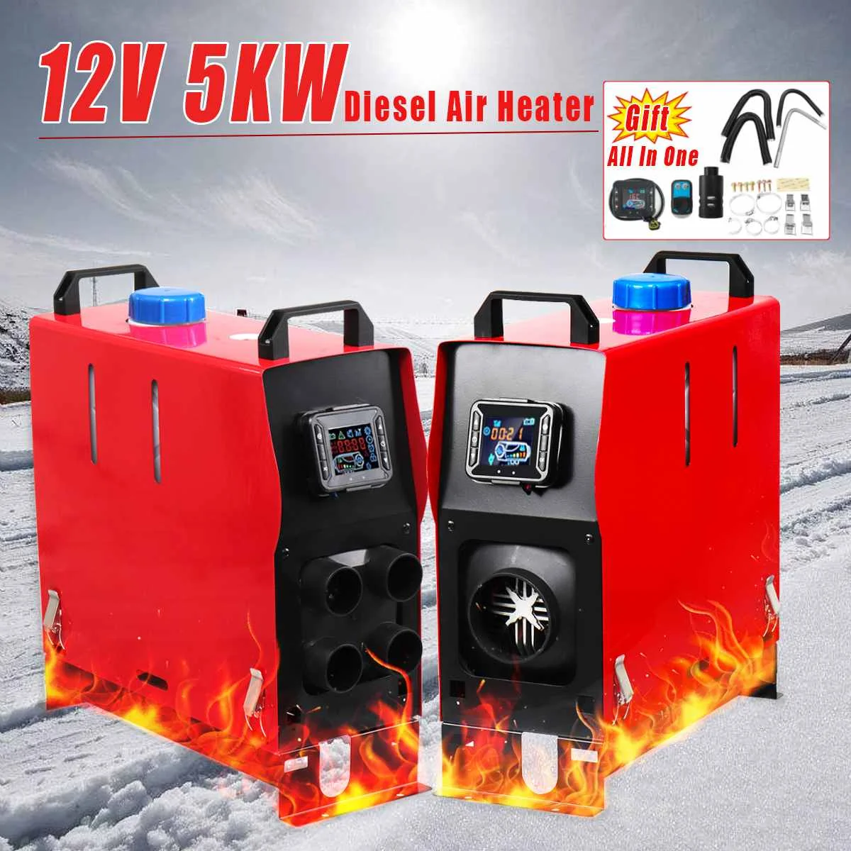 

With Remote Control Monitor 12V 5KW All In 1 LCD 1/4 Holes Diesel-Air Heater PLANAR For Car Trucks Trailer Low Noise Automatic