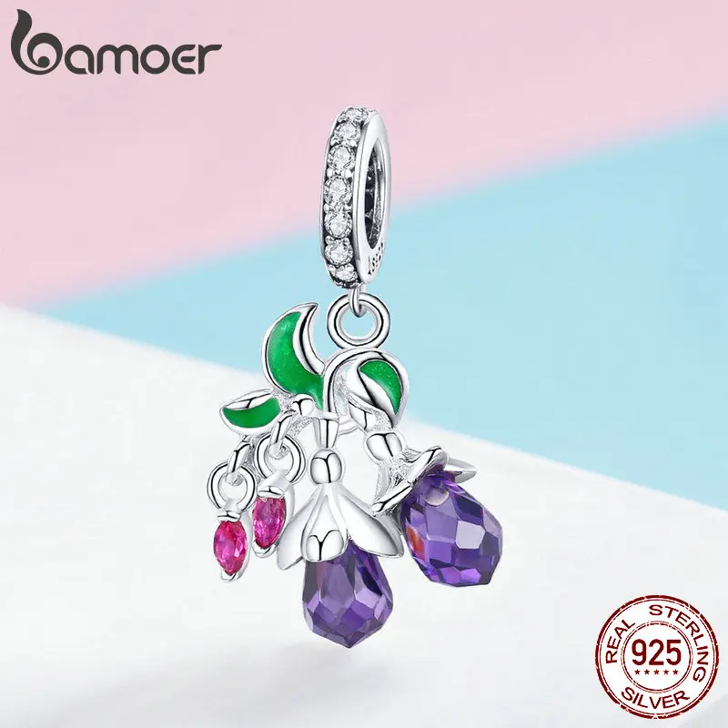 Koop BAMOER Nieuwe Collectie 925 Sterling Zilver Kleurrijke CZ Bloem Fruit Charms Fit Vrouwen Charm Armbanden Bangles Sieraden Maken SCC1019