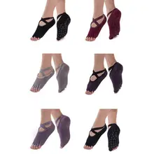 Носки для йоги с открытой спиной, нескользящие носки для танцев из ПВХ, дышащие и мягкие носки с пятью пальцами