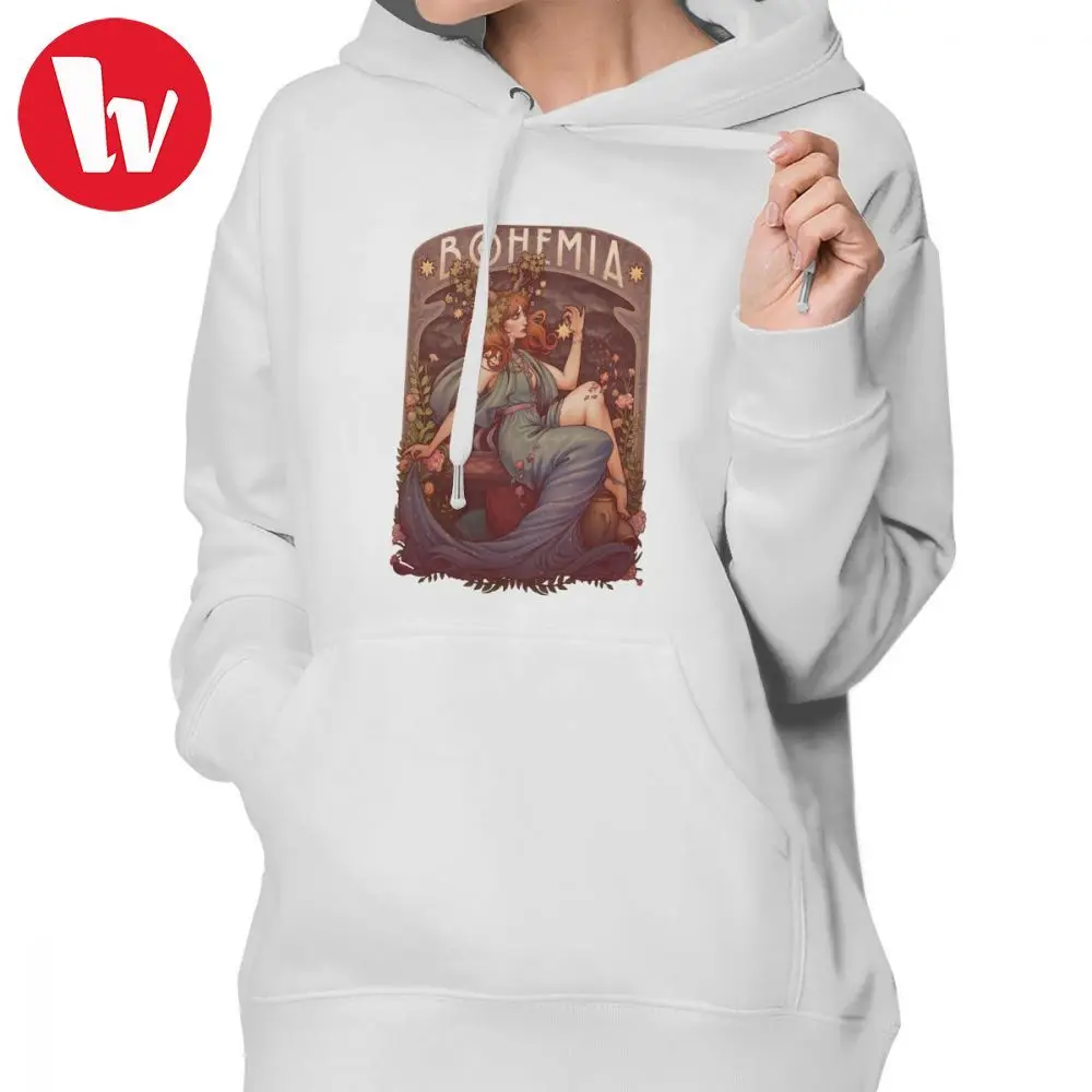 

Muse Hoodie Art Nouveau BOHEMIA Hoodies Over Size Streetwear Hoodies Women Simple Cotton Long-sleeve Printed Pullover Hoodie