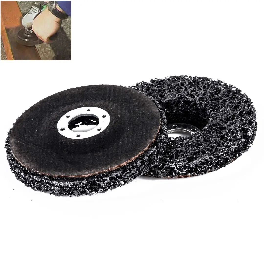  THGS 2pcs Abrasive Poly Strip Disc Wheels 46 Grits 115 x 22mm Rust Paint Remover Grinding Tools For