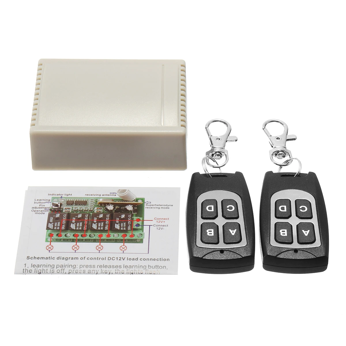 

SWILET 1 Set 12V 4CH 200M 2 Transceiver with 1 Receiver Wireless Remote Control Relay Switch For Autonomous Control