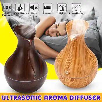 

USB Electric Wood Grain Ultrasonic Cool Mist Humidifier 7 Color LED Lights Essential Oil Diffuser for Office Home Humidifiers