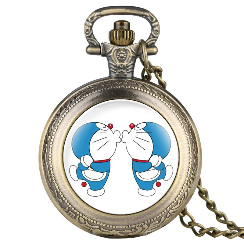 Pokemon Chain карманные часы для детей Doraemon Pattern кварцевые студентов Аналоговые в виде