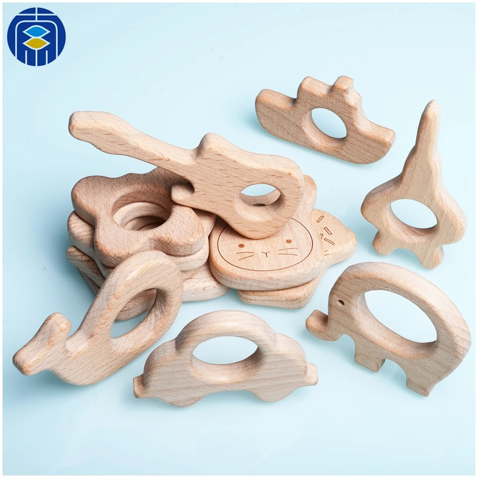 

BPA FREE Natural Safe Toys 2Pcs Baby Animal Natural Beech Teething Wooden Beads DIY Jewelry Making