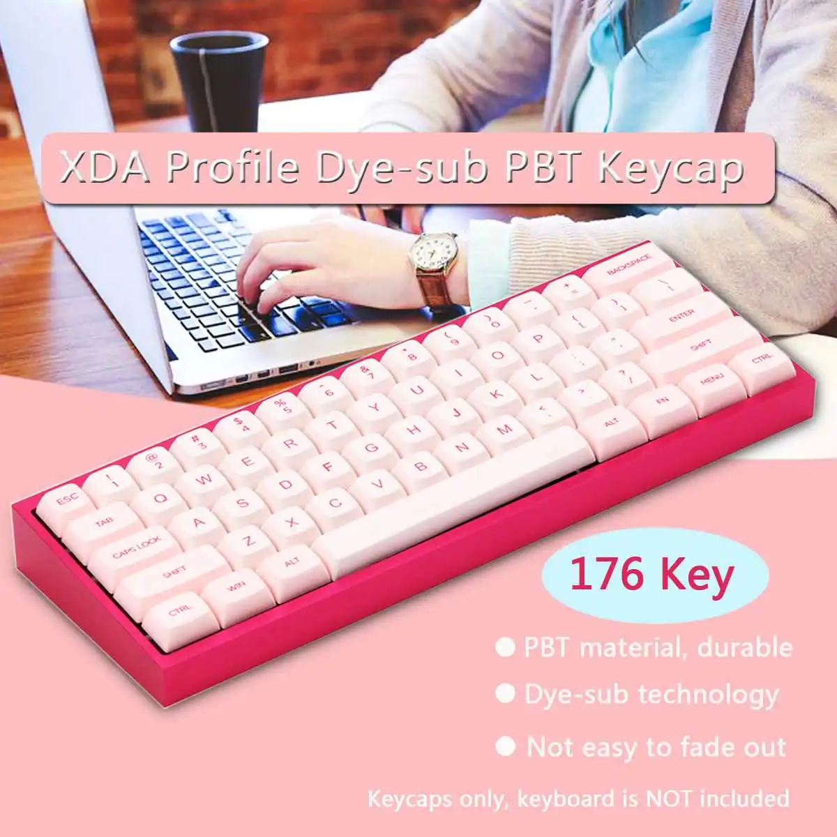 

176 Key XDA Profile Dye-sub PBT Keycaps Pink Full Layout Gaming Mechanical Keycap Set