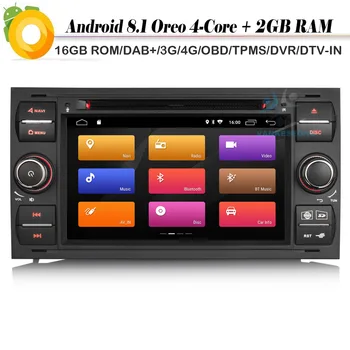 

7" Quad Core Android 8.1 Autoradio DAB+ GPS WiFi 4G DVD OBD Car Multimedia Player for FORD FOCUS FIESTA TRANSIT S/C-M Car stereo