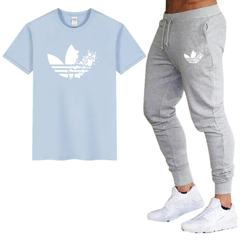New  Brand Men Sets T Shirt Mens Cotton T Shirts+pants Summer Skateboard Casual Sets Boy Skate Tracksuit Gyms Fitness Sets