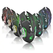 X8 2,4 ГГц Беспроводная Бесшумная перезаряжаемая мышь 7 цветов светодиодный с подсветкой 1800 dpi оптическая игровая Механическая мышь для ПК ноутбука