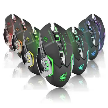 

X8 2.4GHz Wireless Mute Rechargeable Mouse 7 Color LED Backlit 1800DPI Optical Gaming Mechanical Mice for PC Laptop