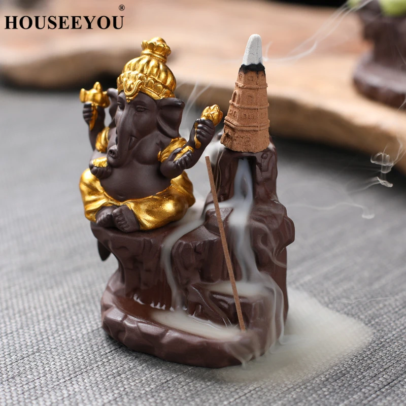 Благовония в форме Будды Ganesha + 20 бесплатных конусов креативный держатель для