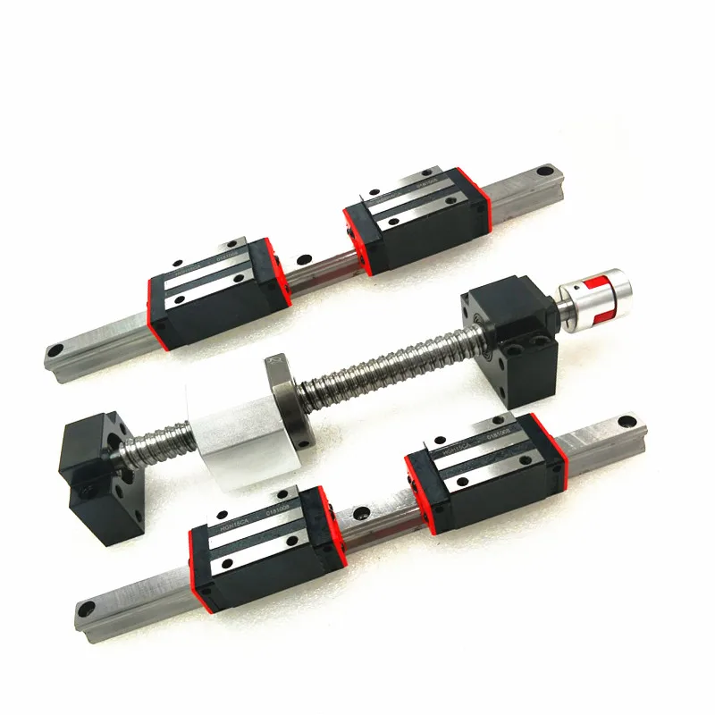 

20mm Linear guide rail carriages profiles , DFU2005 Ball screws with DOUBLE BALLNUT and related elements for CNC machine