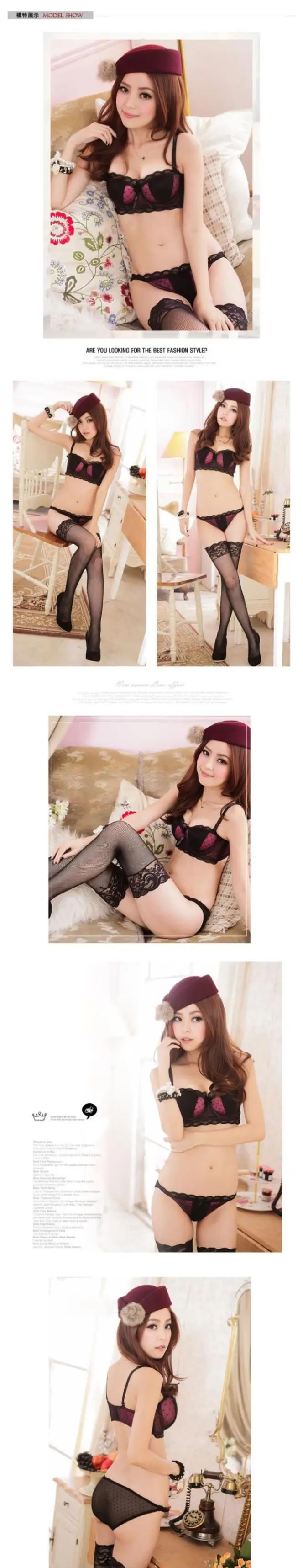new 2014 temptation to lace vest type cup sexy push up bra & panties adjustment underwear bra set