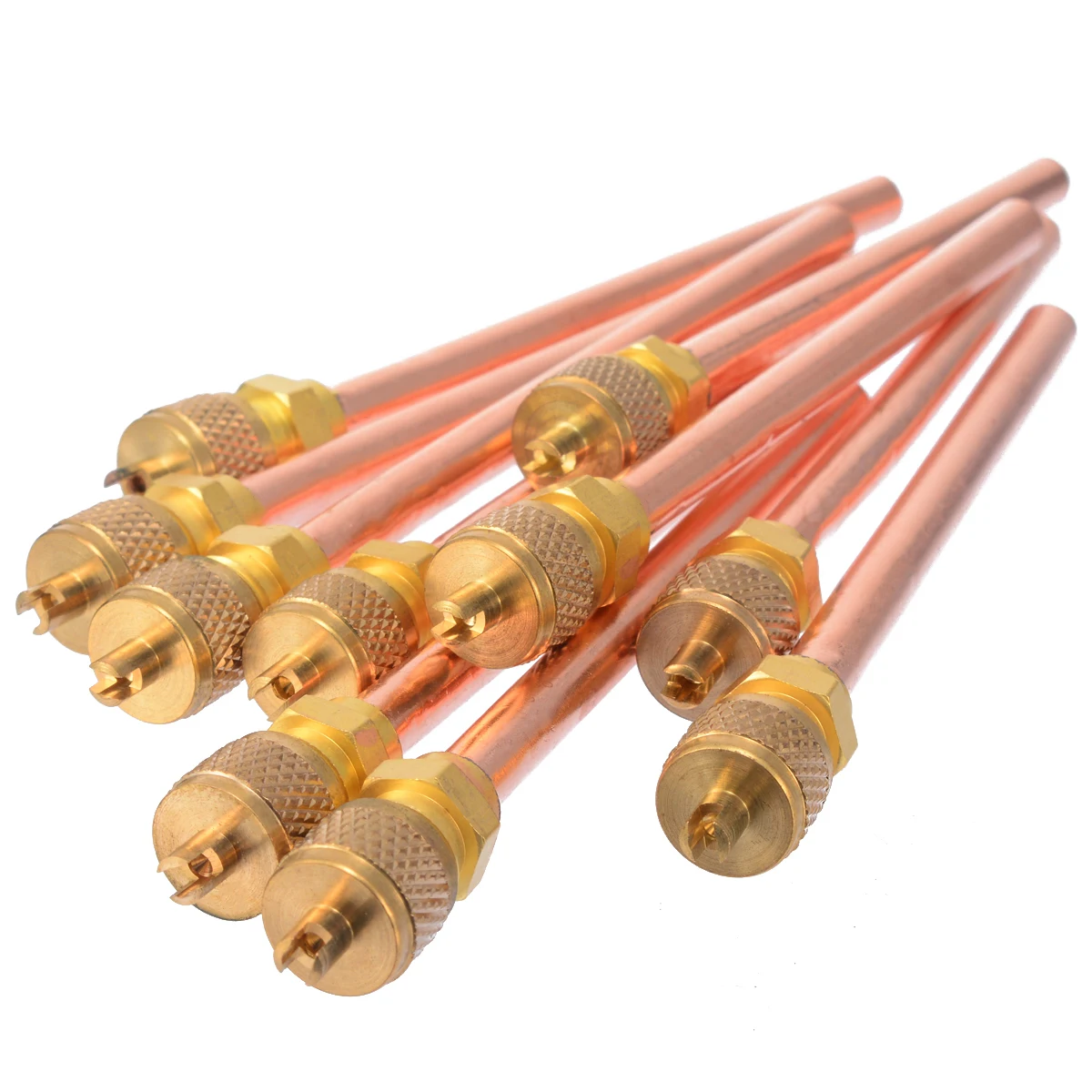 

10pcs Service/Access Metal Valve 1/4" SAE * 1/4" OD * 4" Stem Core Car AC Air Conditioning Refrigeration Valve Kit