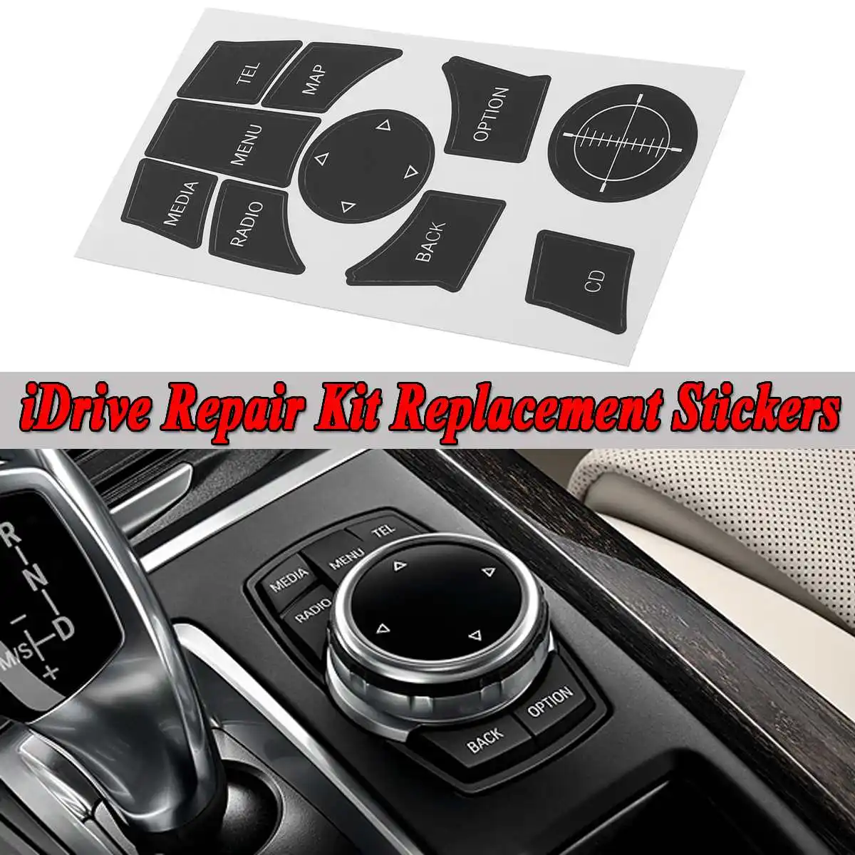 

1 Set Car Auto iDrive Repair Kit Replacement Control Stickers New Fix Faded Ugly Buttons For BMW 3 Series & 5 Series
