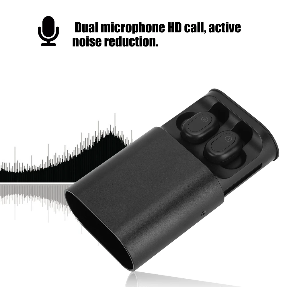 Мини-портативные наушники 5,0 In-Ear Беспроводной водонепроницаемые bluetooth-наушники с зарядным устройством Черный