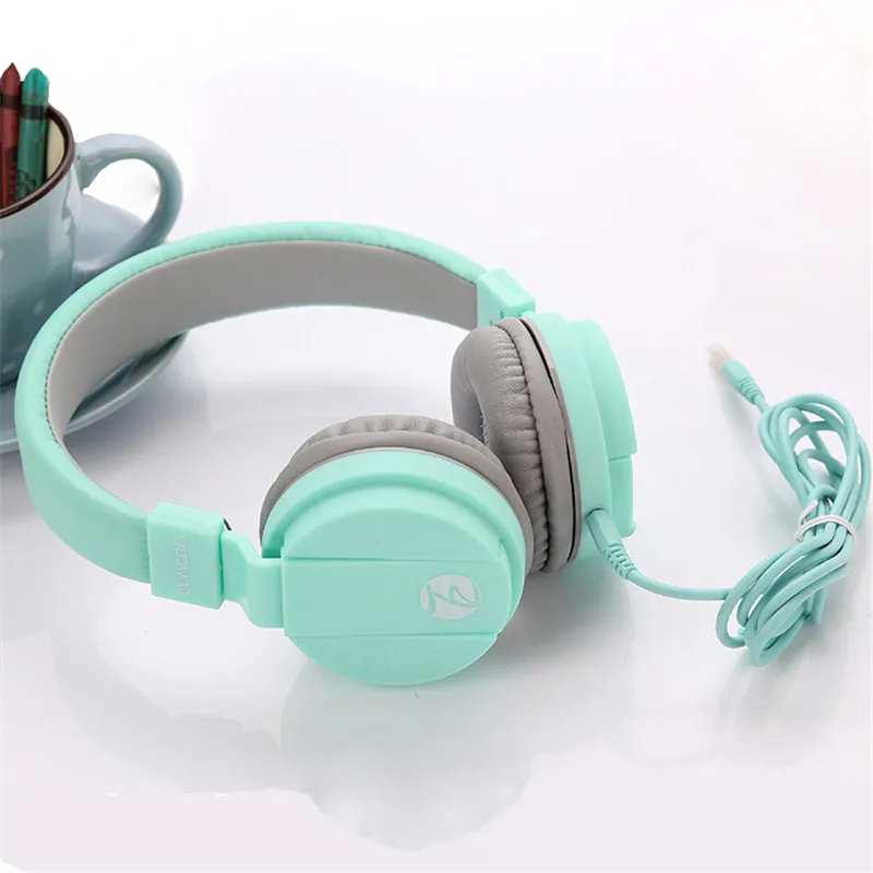 Cute Headphones Candy Color Foldable Kids Headset with Mic Earphone for Mp3 Smartphone Girl Children Xiaomi Birthday Gifts