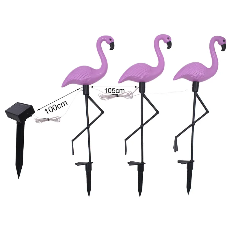 

3Pcs Solar Flamingo Lawn Light Waterproof and Integrated Design LED Garden Path Landscape Lights Romantically Decoration Pink