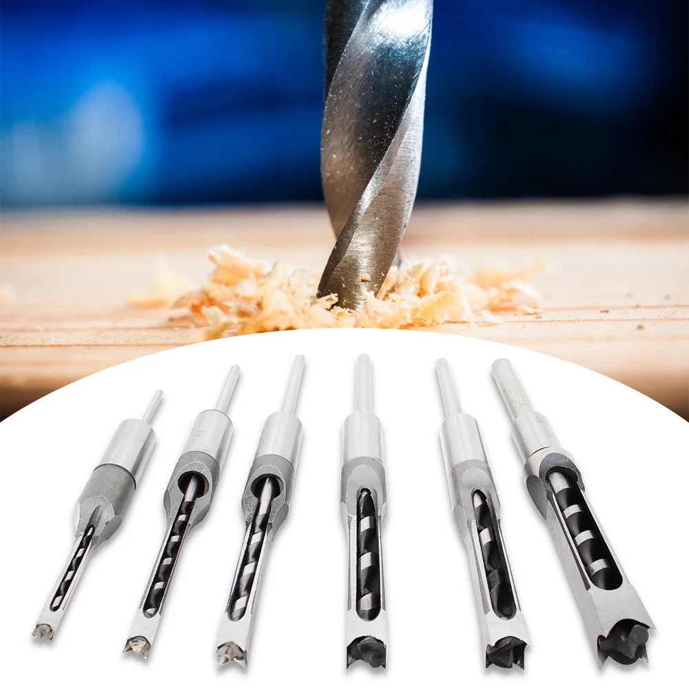 

6pcs Woodworking Square Hole Mortise Chisel Drill Bits