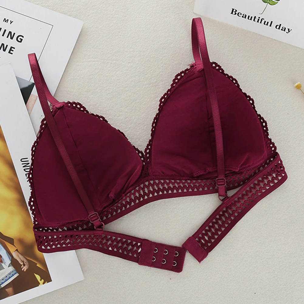 Mince Style français Bralette dentelle sans fil Triangle tasse femmes Lingerie douce soutien-gorge sous-vêtements sans couture V profond filles ► Photo 3/6