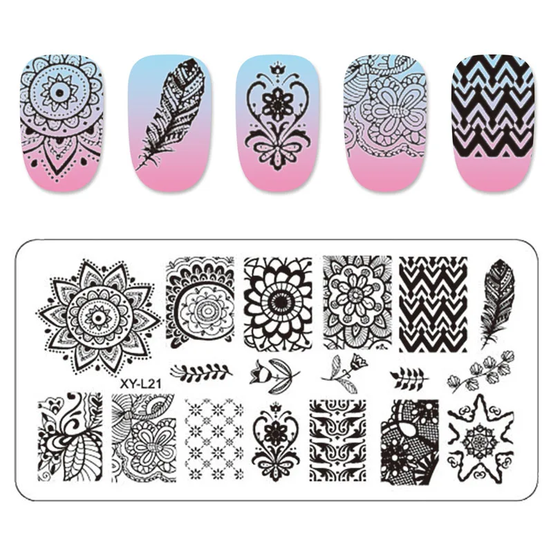Kimcci Nail Art Stamping Plate DIY Image Manicure Plastic Templates Stencils Salon Beauty Polish Tools 12*6cm XY-L Series