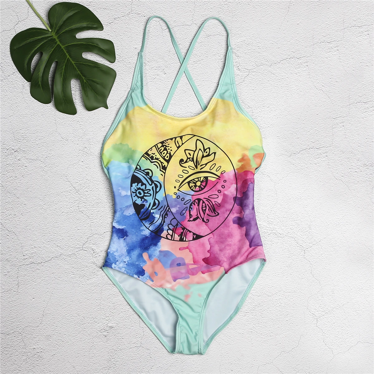 2018 женский цельный бикини пуш ап купальный костюм с принтом бандо Бикини