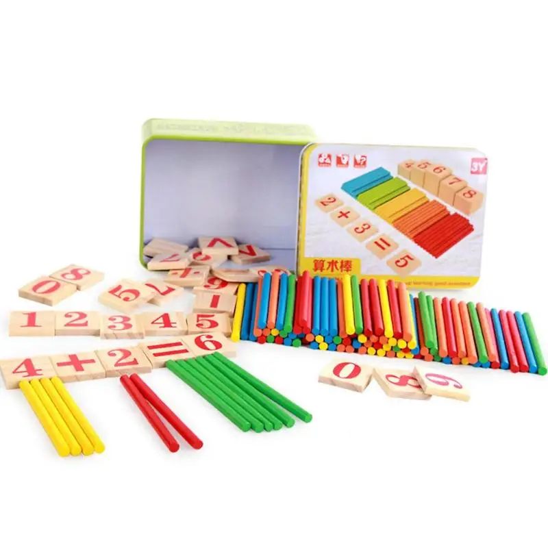 Kids Math Toy Wooden Preschool Early Learning Puzzle Toys for Children Mathematics Game Stick Math Numbers Counting Rods