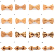 Модный тонкий, из пробкового дерева, деревянный галстук-бабочка для мужчин и мальчиков,, креативные обтягивающие галстуки ручной работы в полоску, пэчворк, для свадебной вечеринки, с бабочкой на шее