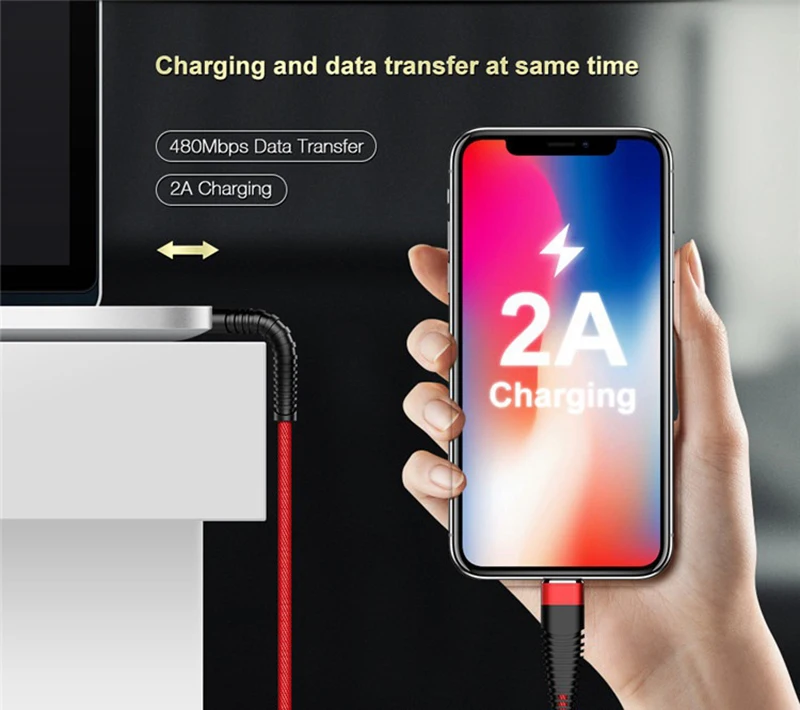 النسيج كابل يو اس بي ل فون xs ماكس شاحن USB كابل بيانات ل فون Xs ماكس Xr X 8 6 s 2A USB كابل شحن الهاتف سلك مهايئ