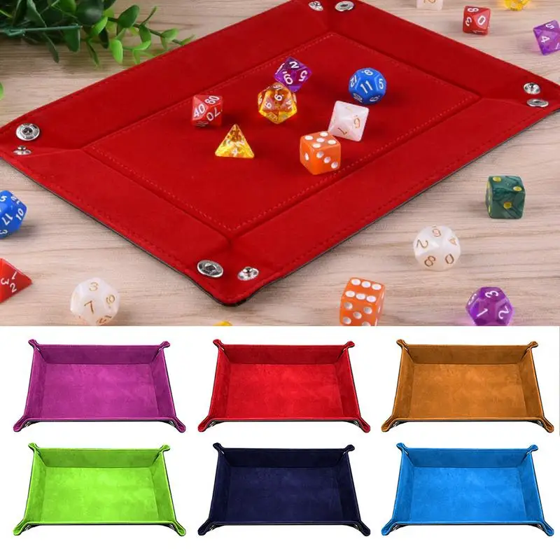 

Storage Tray PU Collapsible Storage Box PU Tray Tweezers Desktop Storage Box PU Leather Folding Tray Dice Holder Rolling Tray