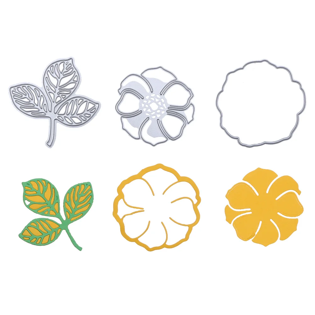 

Silver Small Leaves Combination Pattern Metal Cutting Dies DIY Carbon Steel Stencil Scrapbook Craft Card Decorative