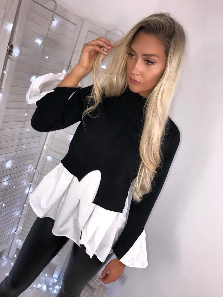 

2019 Autumn Oversize Top T Shirt Women Long Sleeve Turtleneck Ruffles TShirt Femme Irregular Tee Shirts Casual Tunics Female