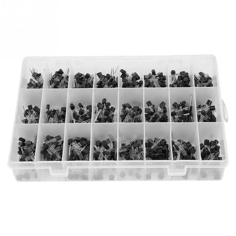 

840pcs NPN PNP TO-92 2N2222A-BC558 Transistor Assortment DIY Kit Accessories